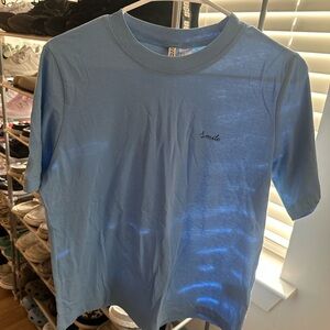 H&M Light Blue Tee with 'Smile' Detail